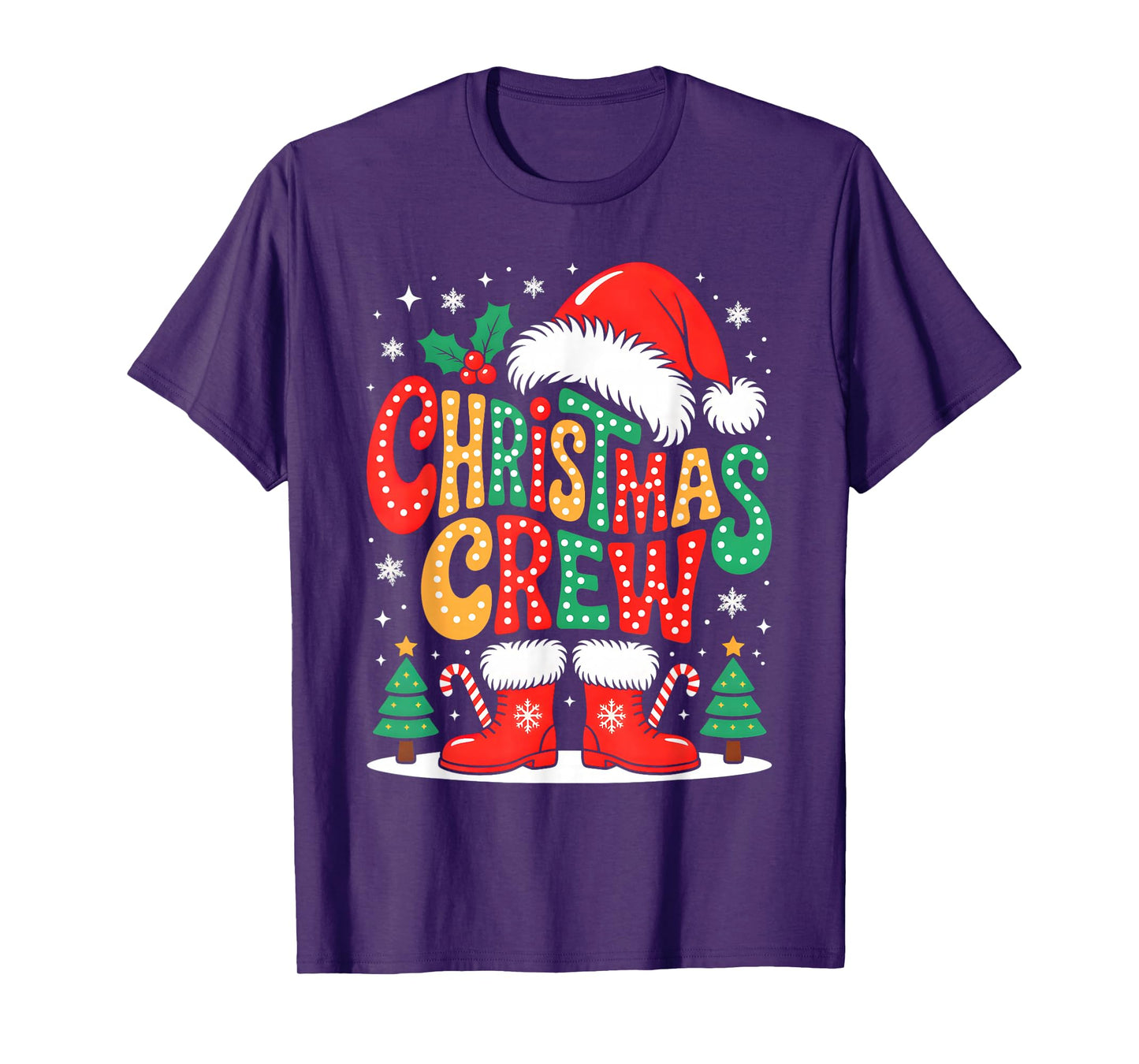 Funny Christmas Crew Xmas Squad Santa Family Pajamas Groovy T-Shirt