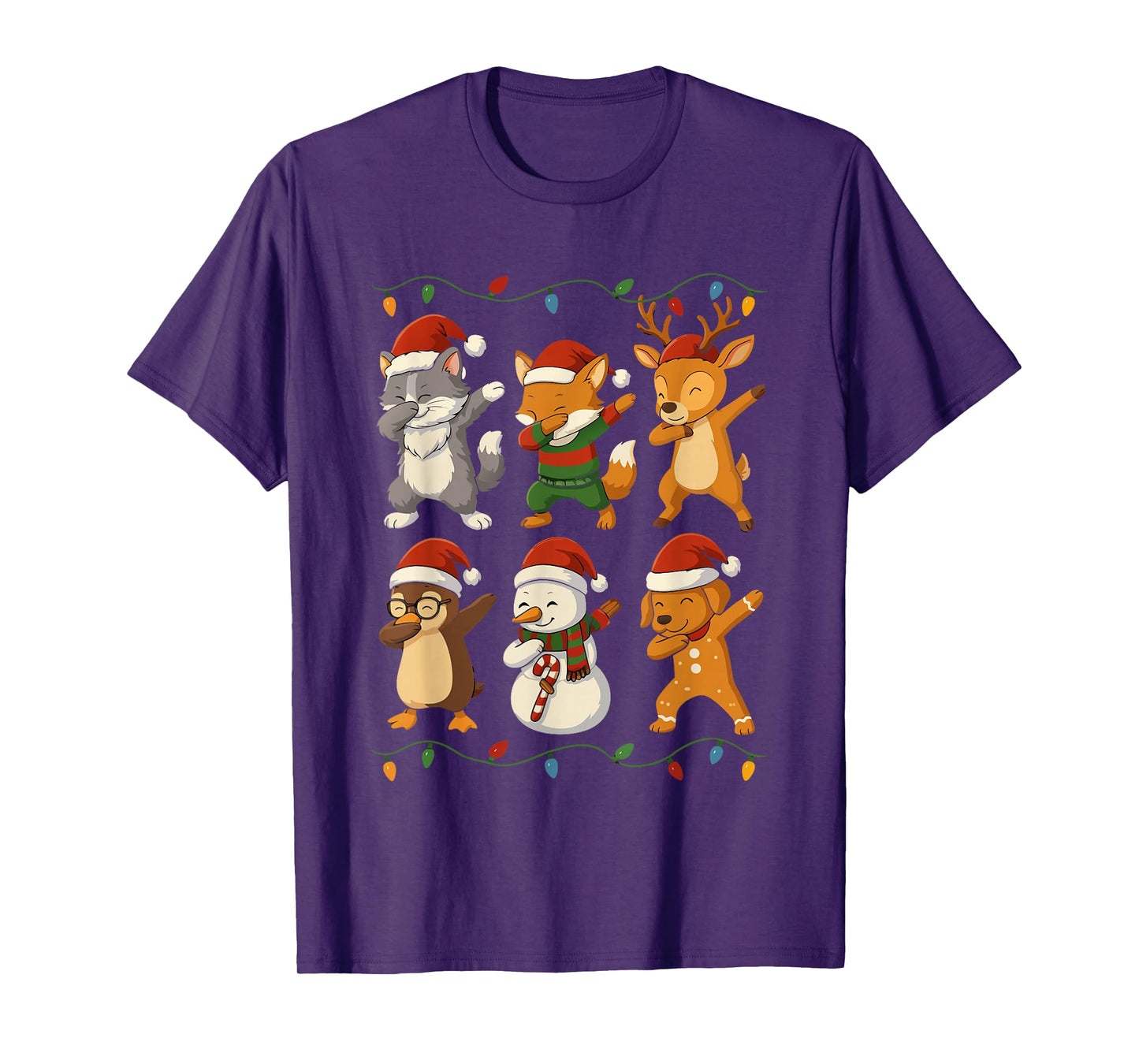 Dabbing Santa Cat Friends Christmas Boys Girls Men Xmas Dog T-Shirt