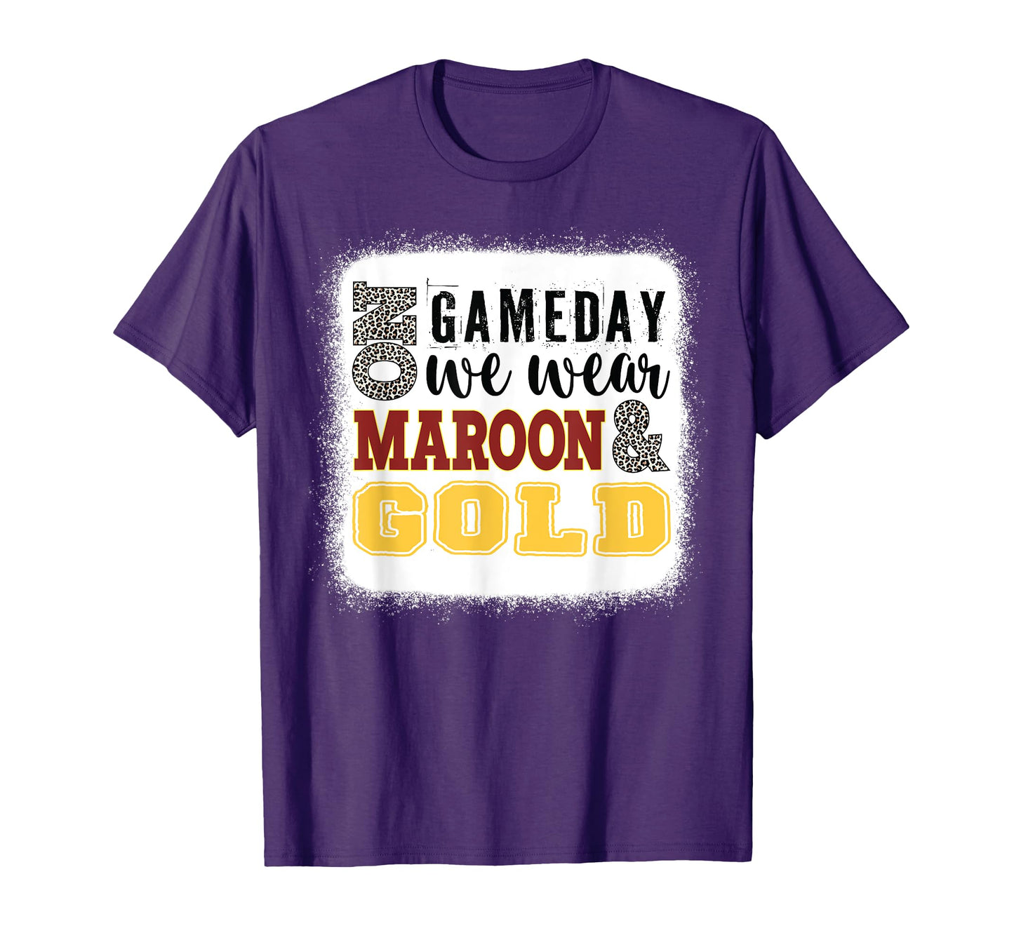 On Gameday Football We Wear Maroon And Gold Leopard Print T-Shirt