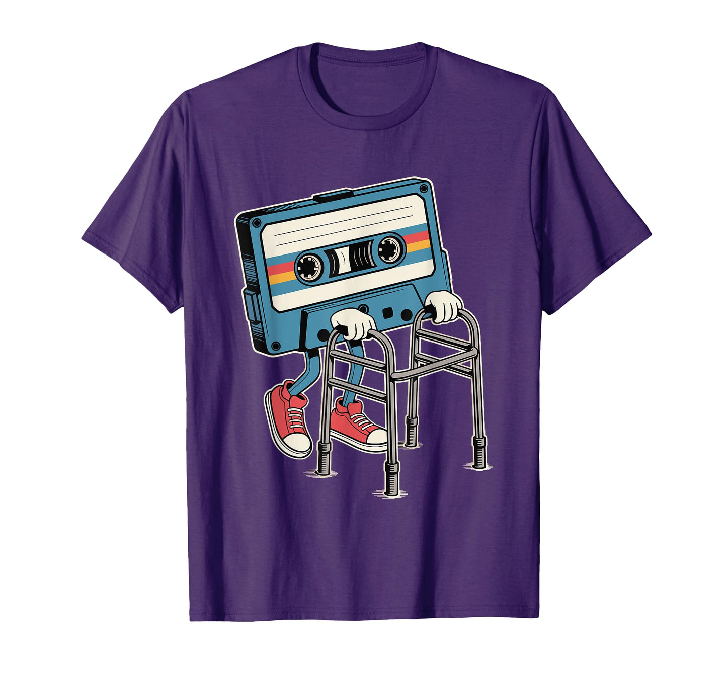 Funny Retro Old Cassette Tape Cartoon with Walker Nostalgia T-Shirt