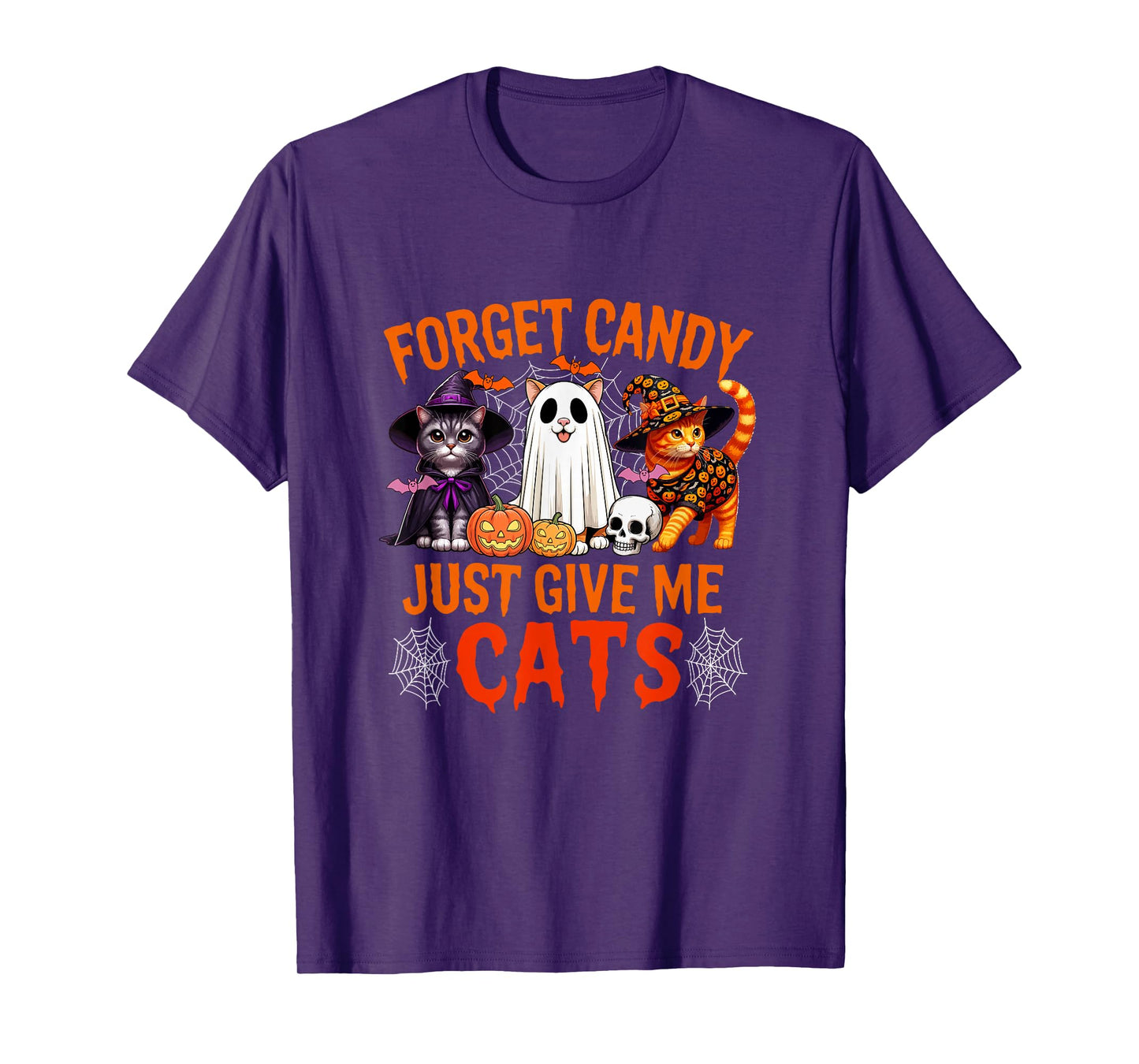 Forget Candy Just Give Me Cats Halloween Cosplay Witch Boo T-Shirt