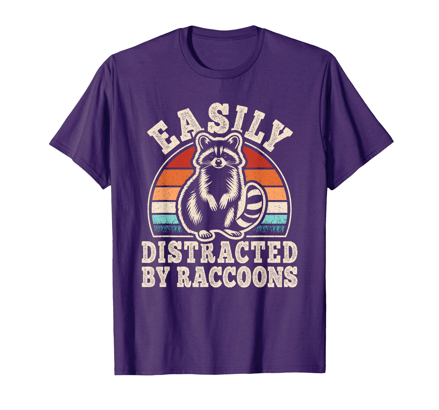 Easily Distracted By Raccoons Retro Raccoon Men Women Kids T-Shirt