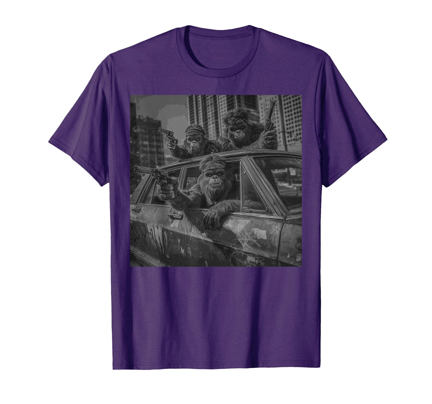 Funny Graphic Bigfoot Sasquatch Gangster Adult Funny T-Shirt