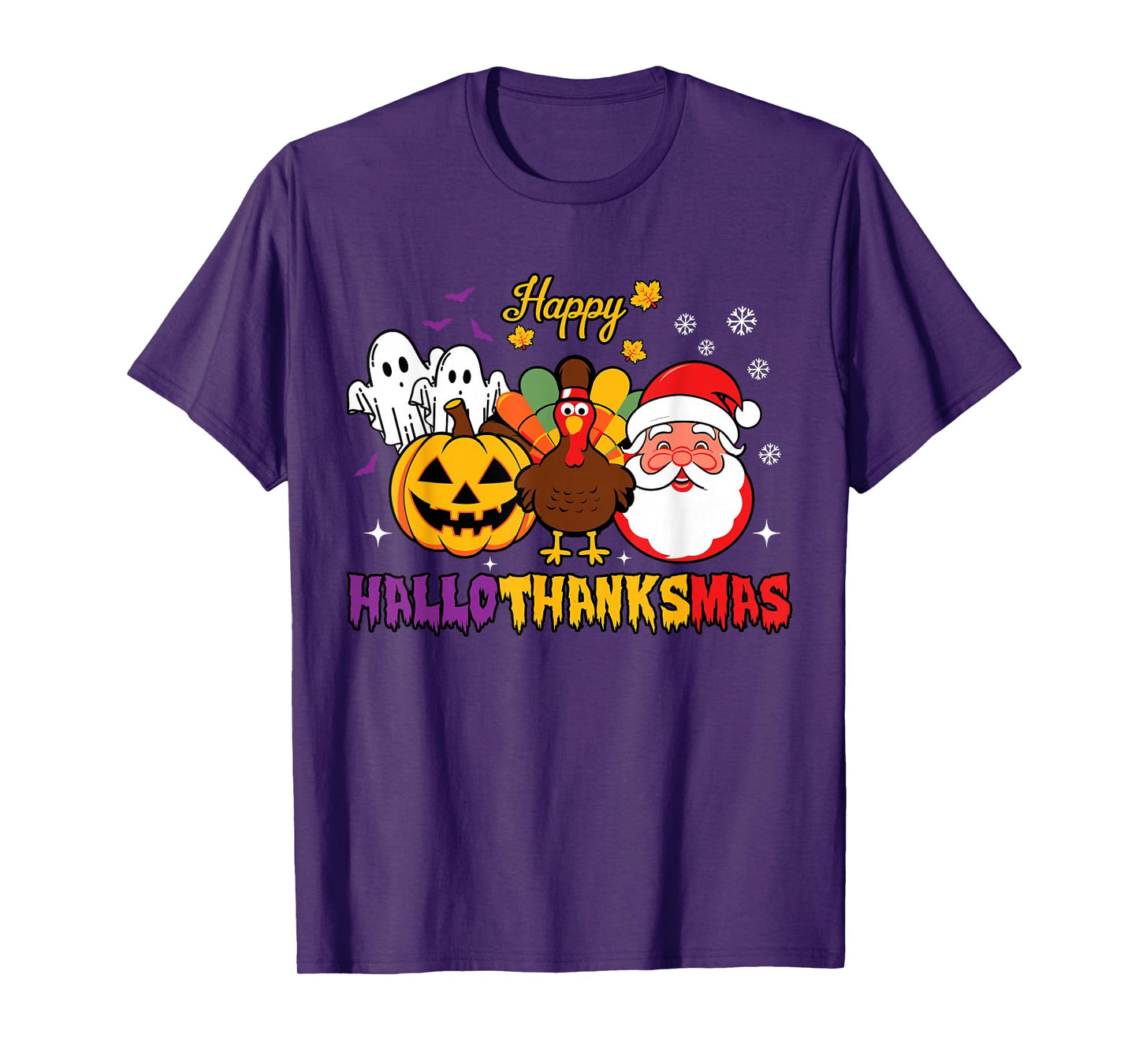 Funny Halloween Thanksgiving Christmas Happy Hallothanksmas T-Shirt