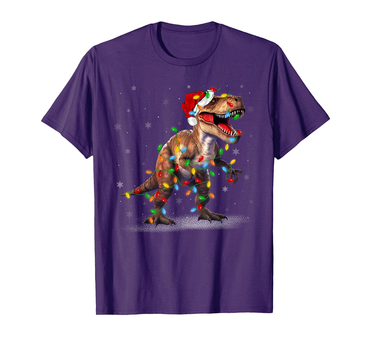 T-Rex Dinosaur Christmas Tree Sweater Santa Xmas Lights T-Shirt