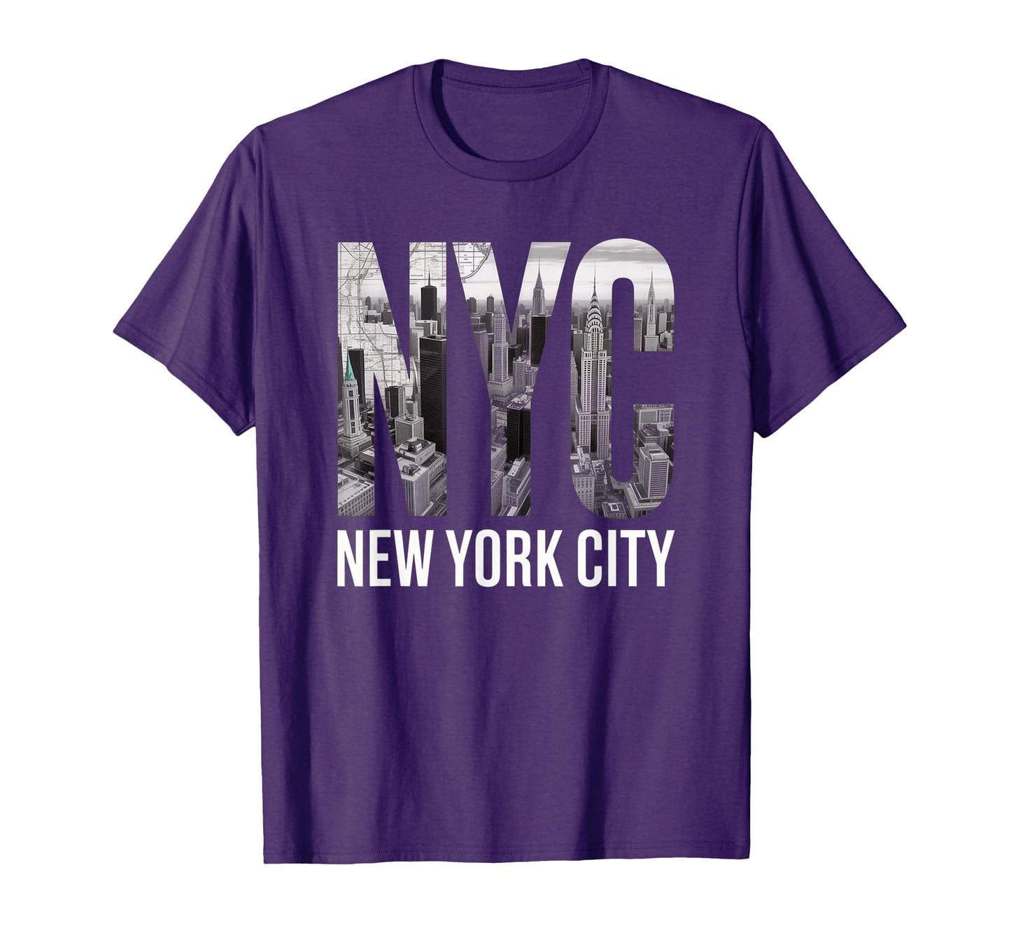 New York City Skyline Black and White Modern Typography T-Shirt