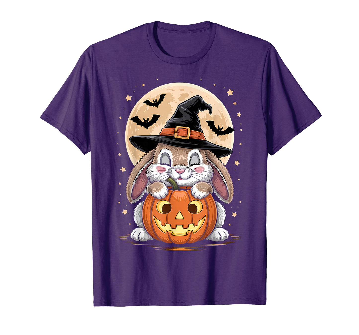 Halloween Bunny Witch Hat Pumpkin Spooky T-Shirt