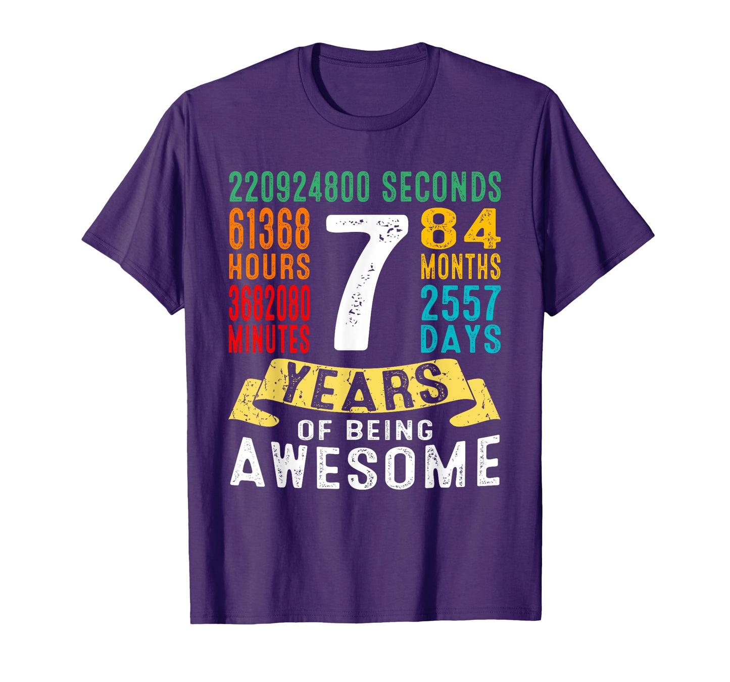 7 Years Old 7th Birthday Gifts Retro Vintage 84 Months T-Shirt