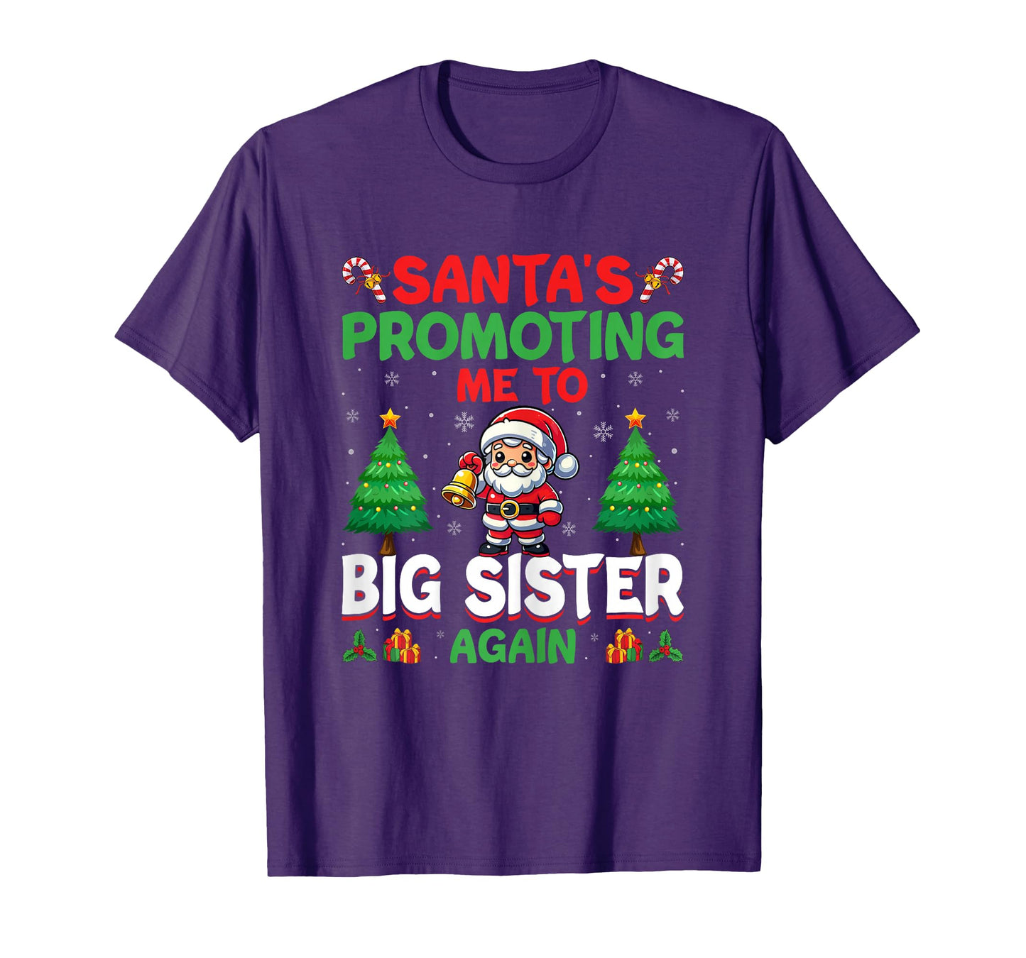 Santa's Promoting Me to Big Sister Again - Sibling Christmas T-Shirt