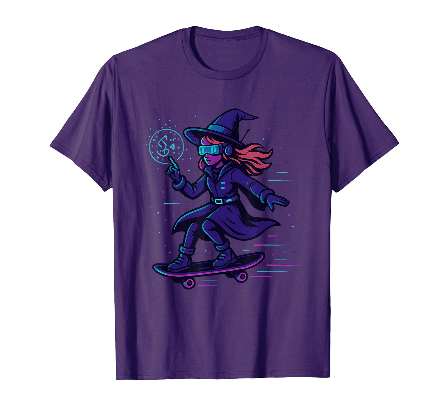 Cyber Witch on Skateboard T-Shirt