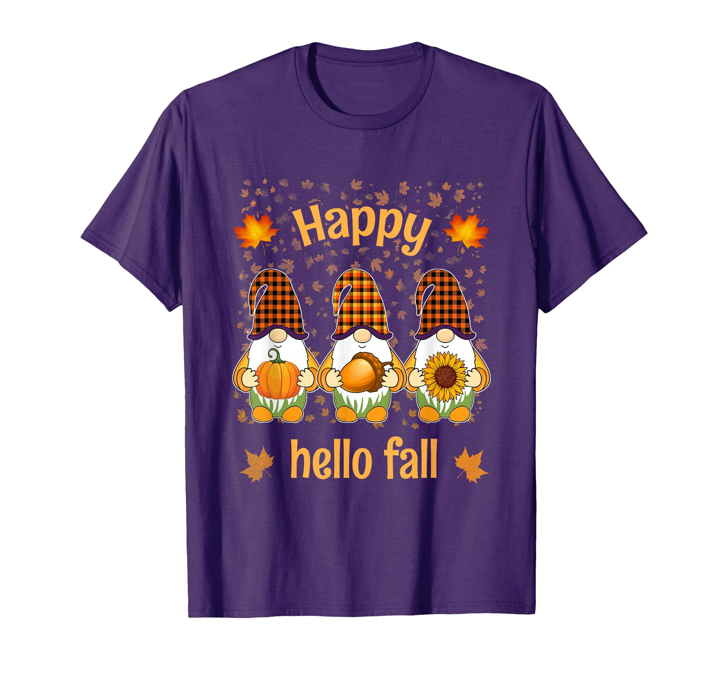Funny Tree Gnomes Witch Holding Pumpkin Halloween Hello Fall T-Shirt