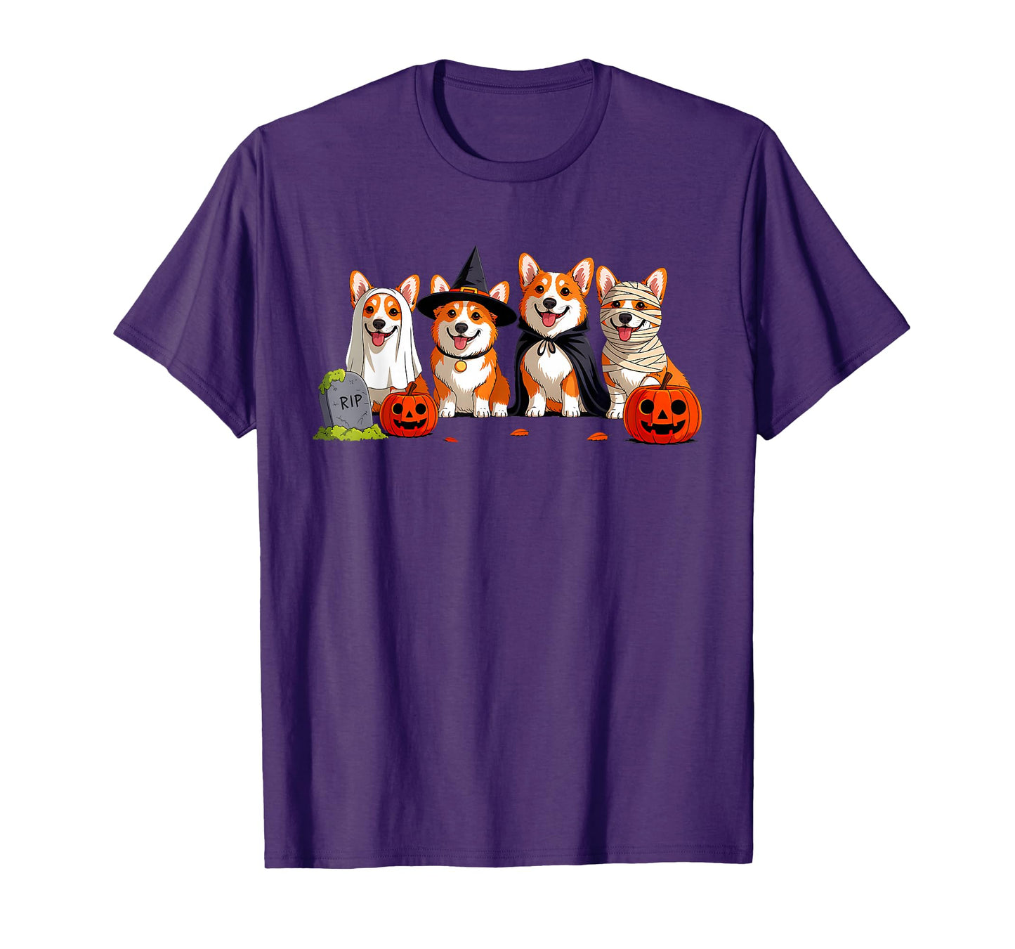 Cute Corgi Dog Lover Funny Ghost Halloween Men Women Kids T-Shirt