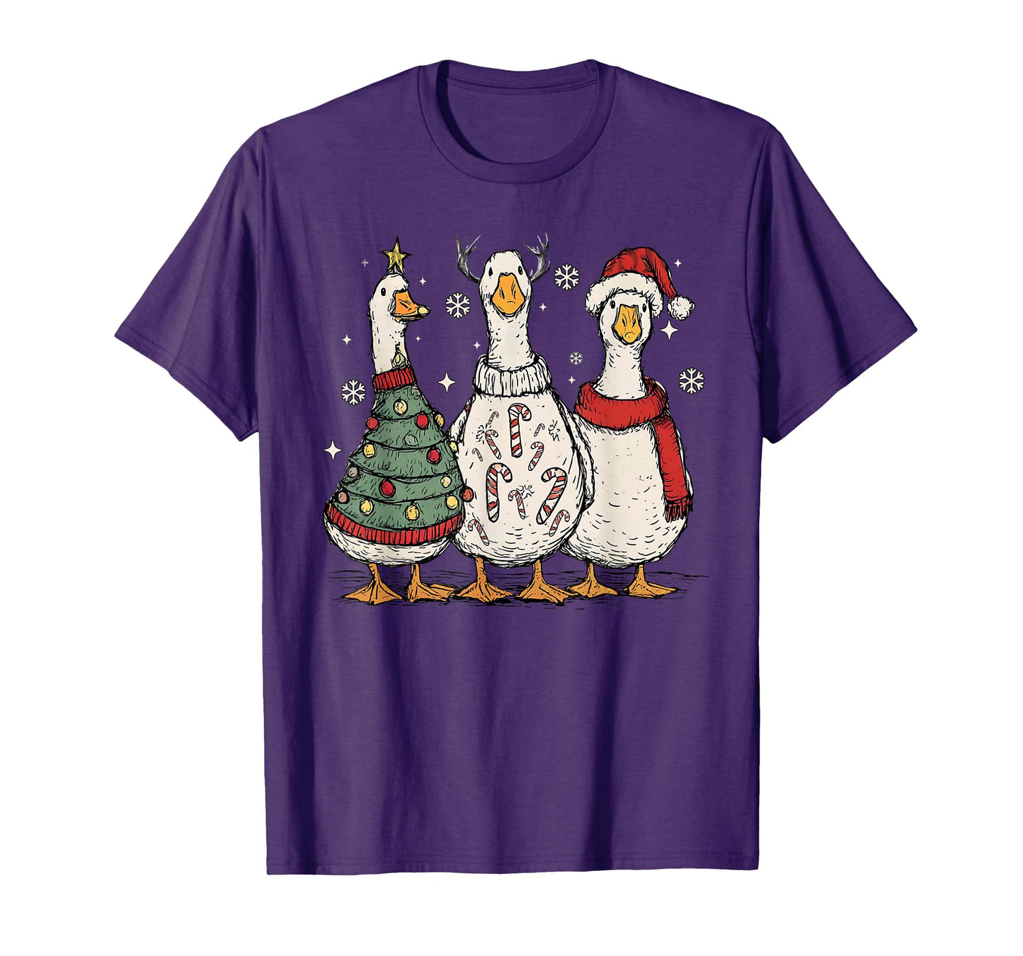 Merry Christmas Funny Goose Santa Squad Pajamas Xmas Holiday T-Shirt