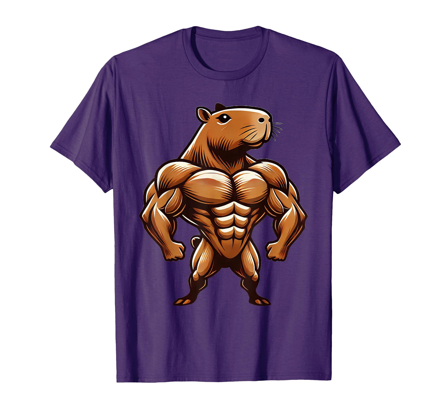 Capybara Powerlifting Weightlifting Gym Apparel Unisex-Adults & Kids Black Short Sleeve T-Shirt Small Modern Humorous Cartoon Gym Humor T-Shirt