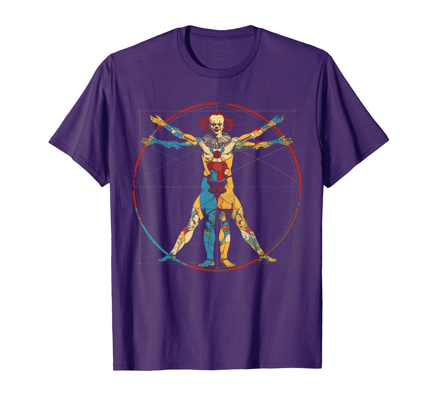 Clowncore Aesthetic Vitruvian Man Clown Creepy Goth T-Shirt