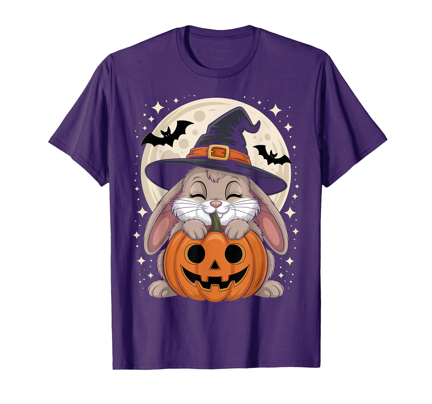 Halloween Bunny Witch Hat Pumpkin Spooky T-Shirt