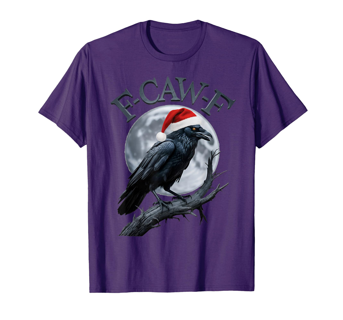 Funny Crow F-CAW-F Black Bird Gothic Christmas Santa Hat T-Shirt
