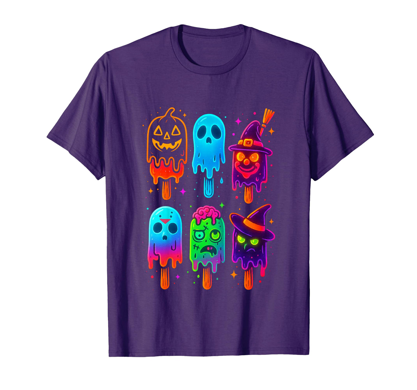 Funny Horror Ice Cream Pops Summerween Halloween Glow Youth T-Shirt