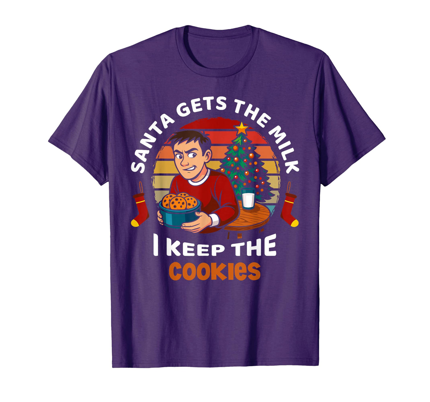 Santa Gets Milk I Keep Cookies Christmas Santa Xmas Family T-Shirt