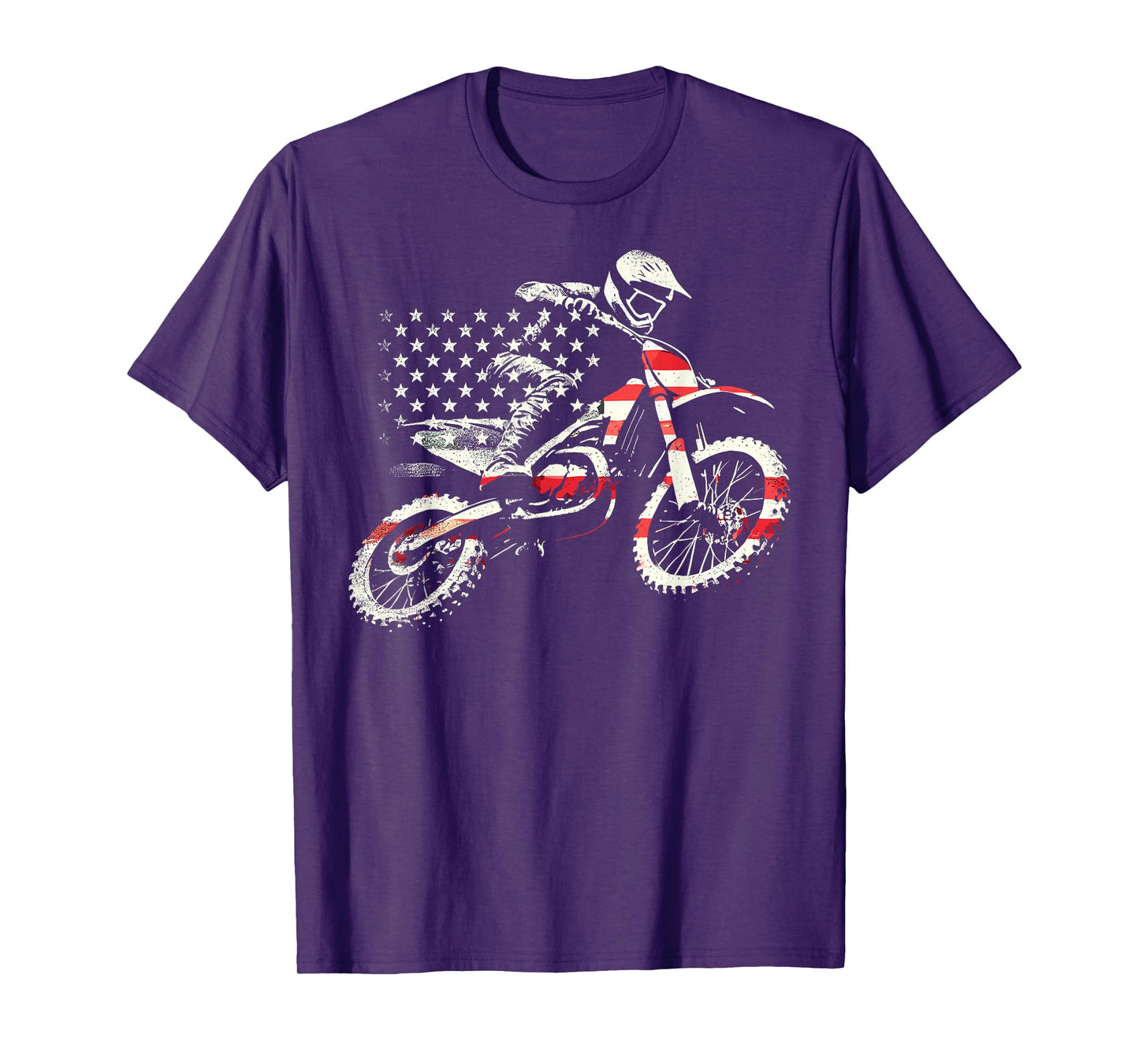 Dirt Bike Retro American Flag Motocross Enduro T-Shirt