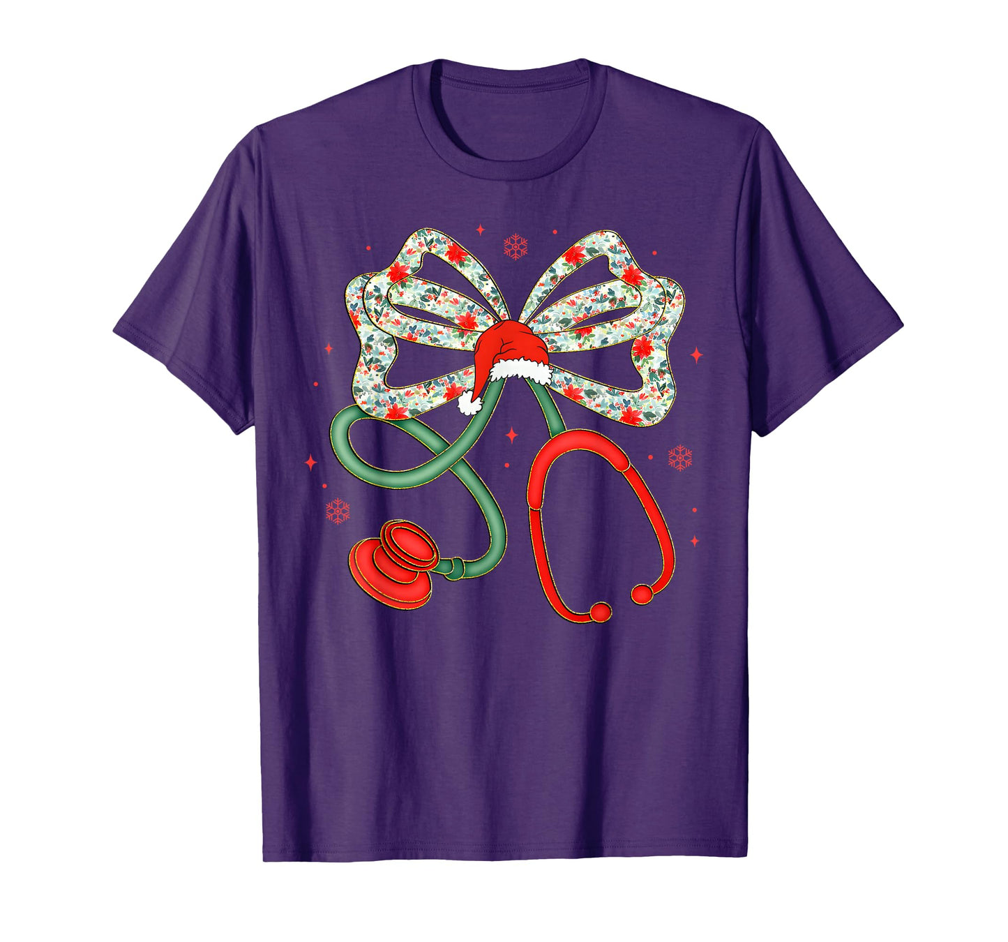 Stethoscope Christmas Nurse Health Worker Santa Xmas Pajamas T-Shirt
