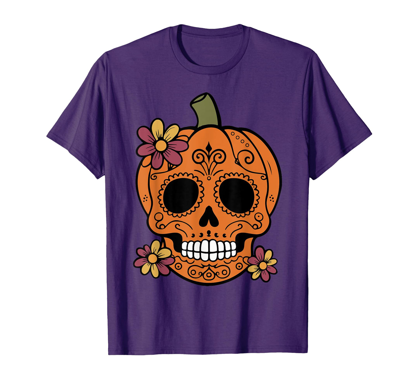 Sugar Skull Pumpkin Mexican Halloween Dia de Los Muertos T-Shirt