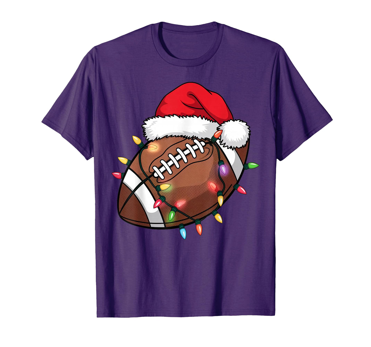 Christmas Football Player Ball Santa Hat Xmas Boys Men Women T-Shirt