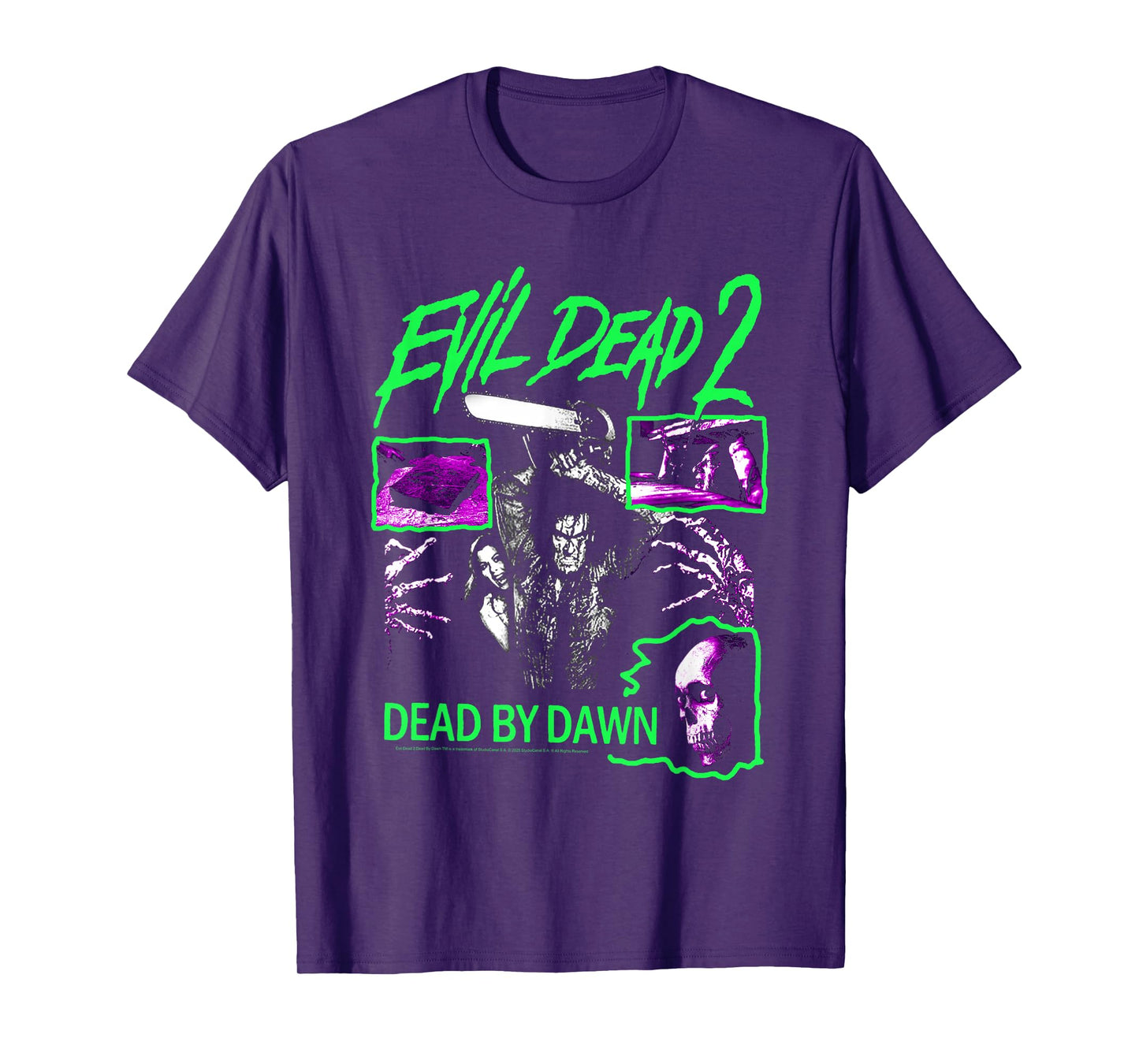 Evil Dead 2 Dead by Dawn Neon Collage Horror Movie T-Shirt