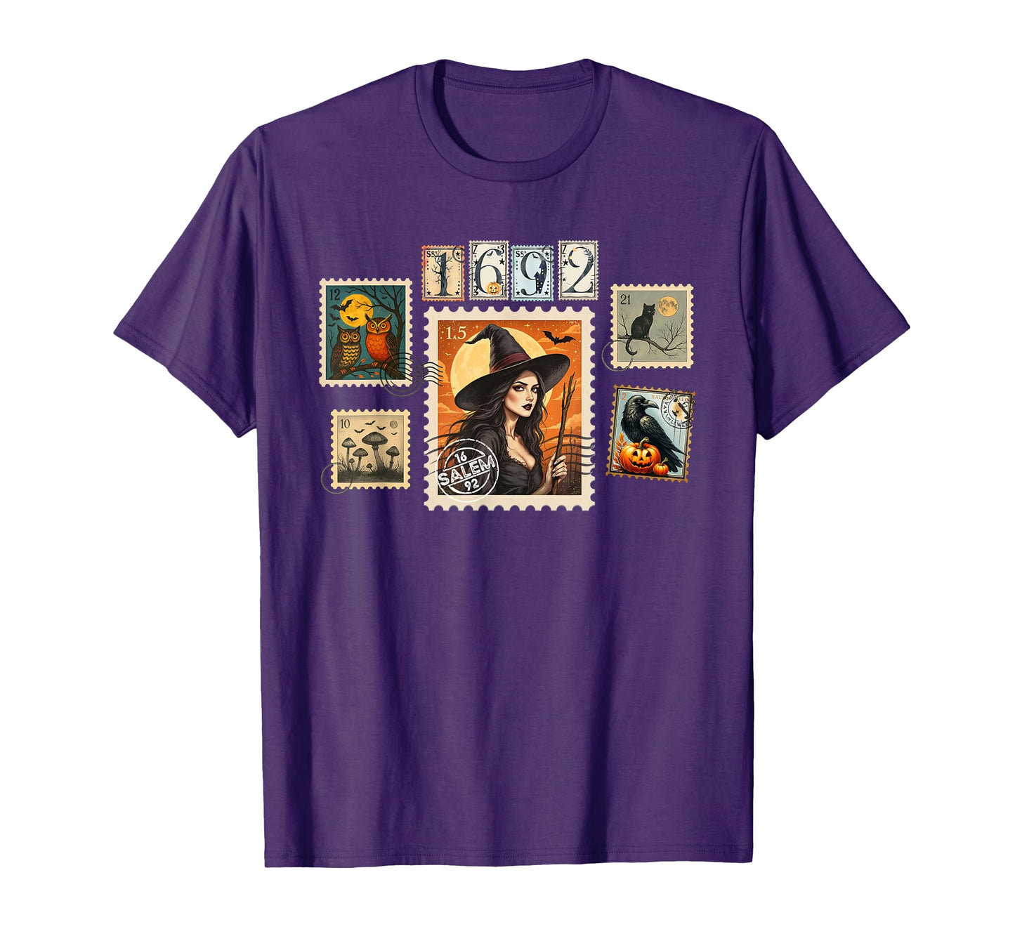 Witch Halloween Postage Stamps Salem They Missed One 1692 T-Shirt