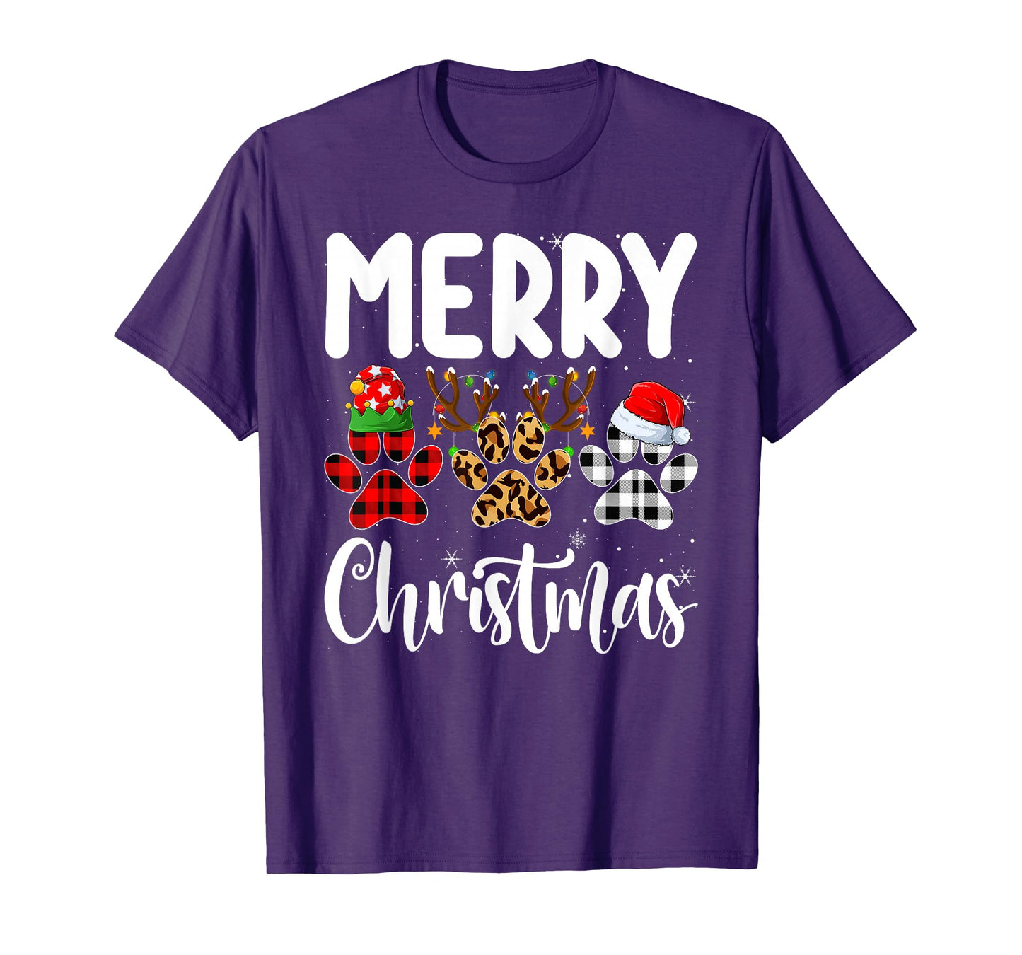 Dog Paw Christmas Elf Reindeer Santa Puppy Dog Lover Xmas T-Shirt