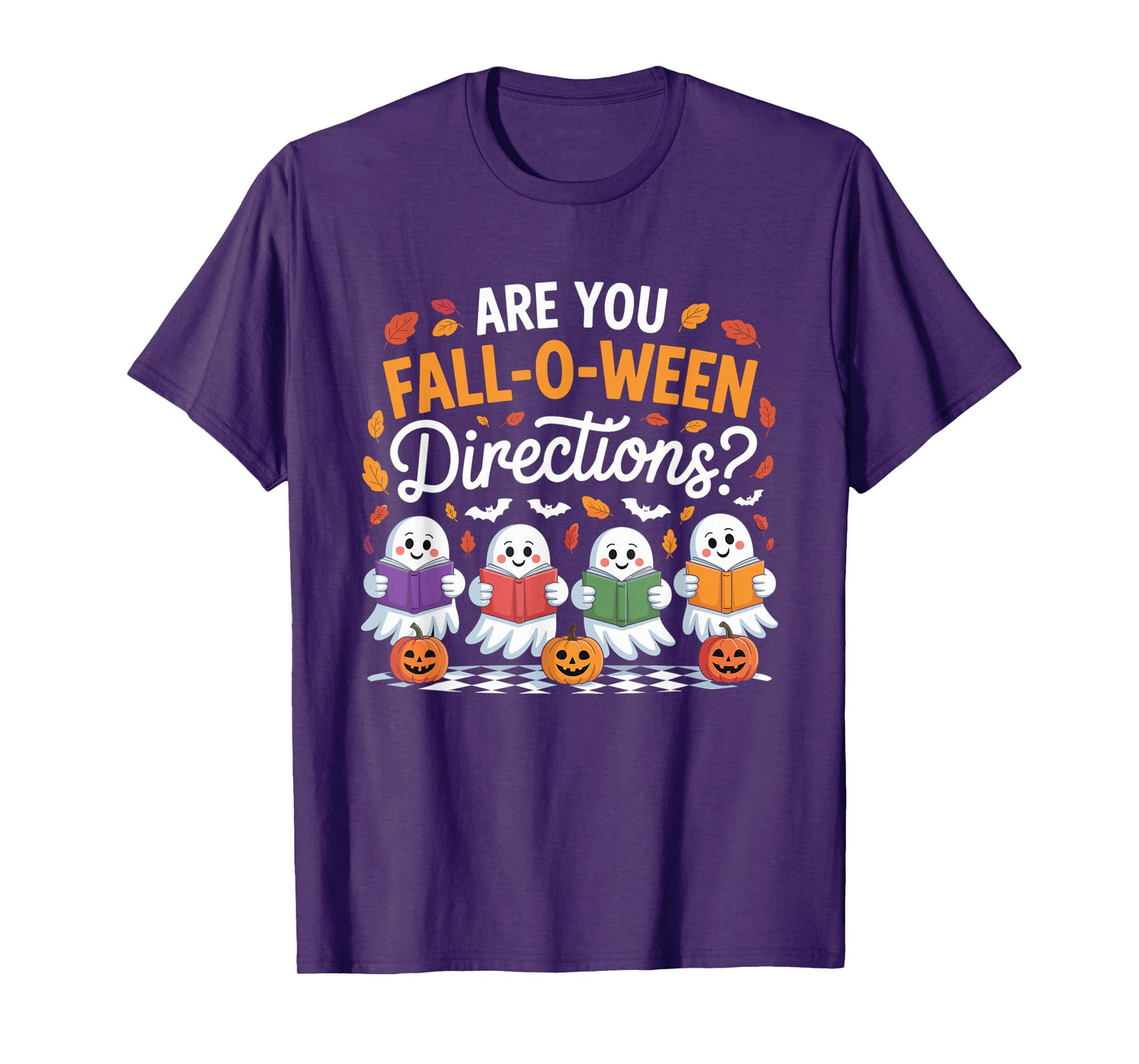 Fall-O-Ween Directions Funny Halloween Teacher Ghost Joke T-Shirt