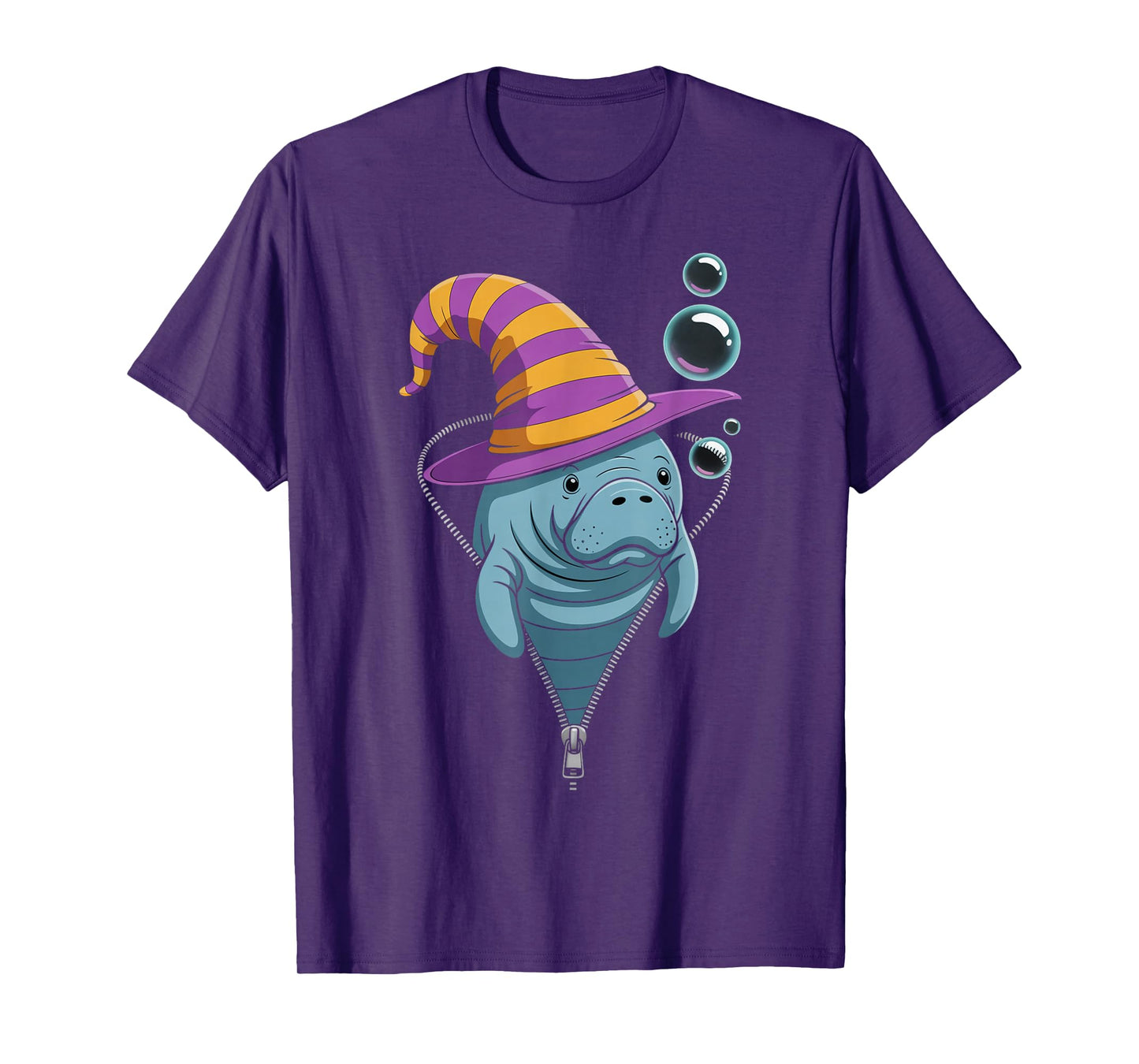 Funny Manatee Peeking Out Zipper Halloween Costume T-Shirt