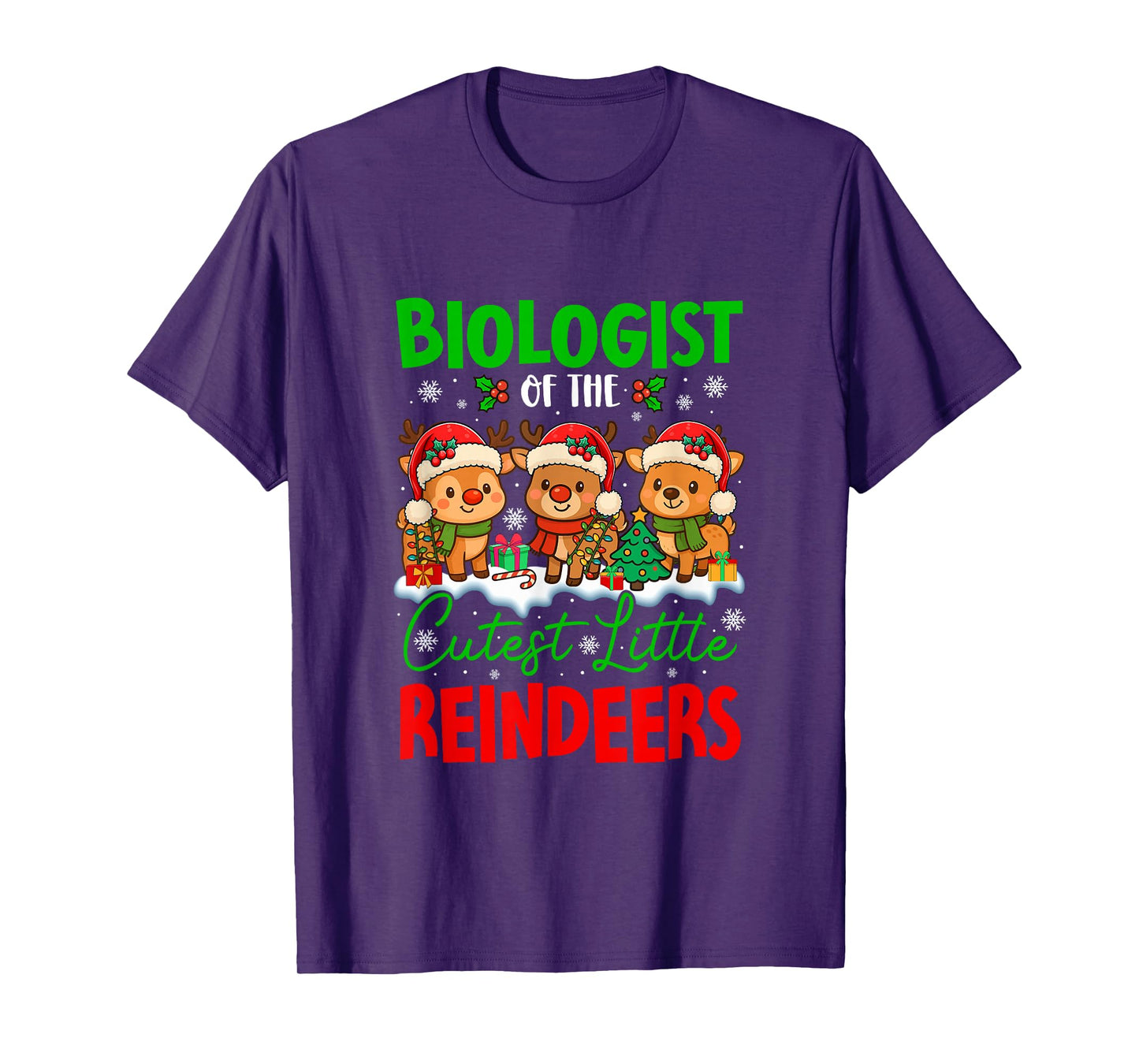 Biologist of Cutest Reindeers Xmas Three Santa Reindeers T-Shirt