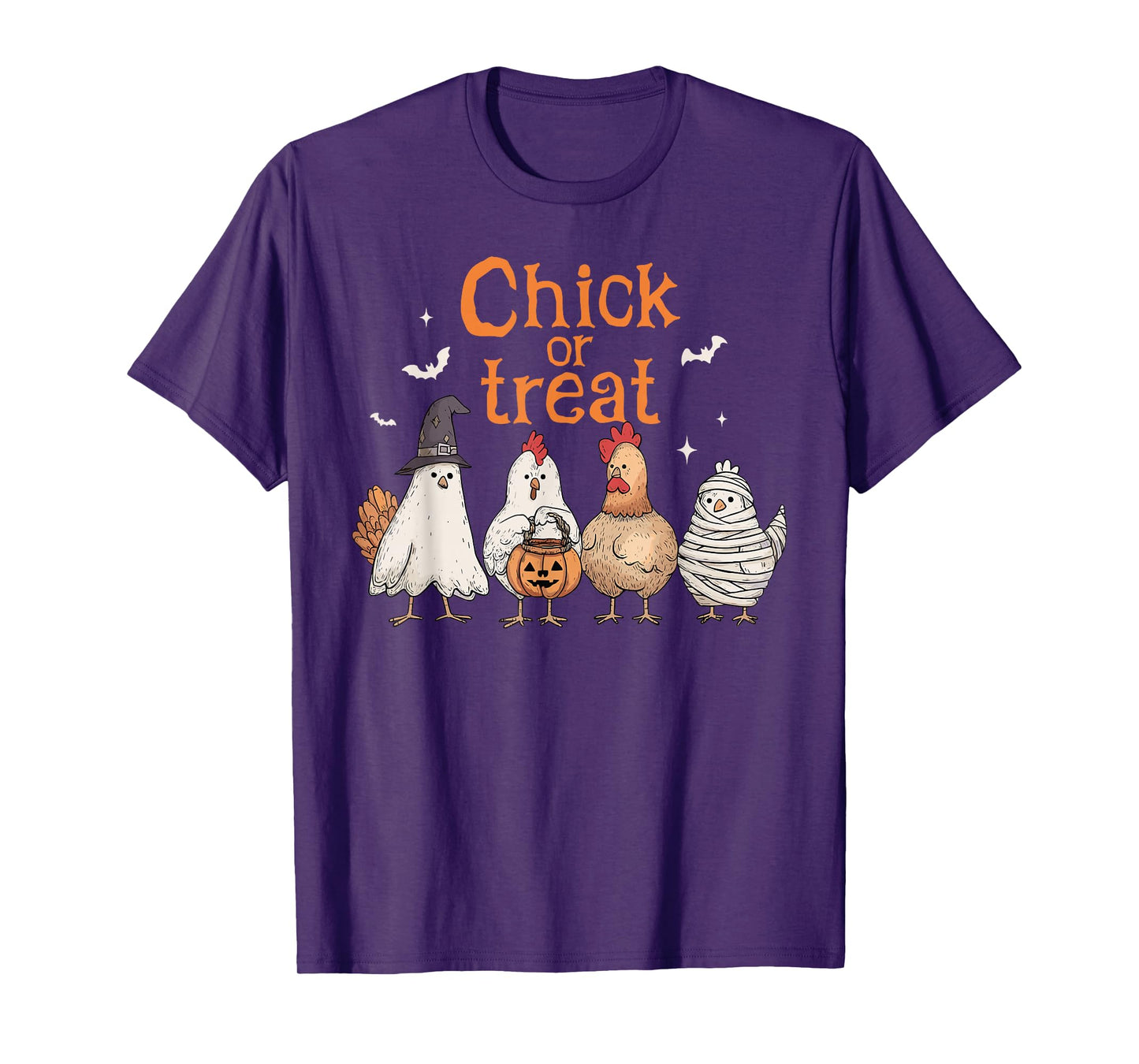 Chick Or Treat Halloween Witch Spooky Chicken Pumpkin Kids T-Shirt