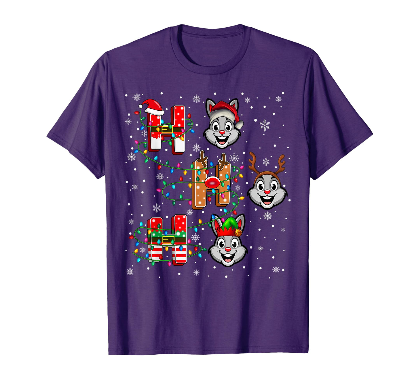 Ho Ho Ho Santa Reindeer Hat Elf Rabbit Animal Christmas T-Shirt