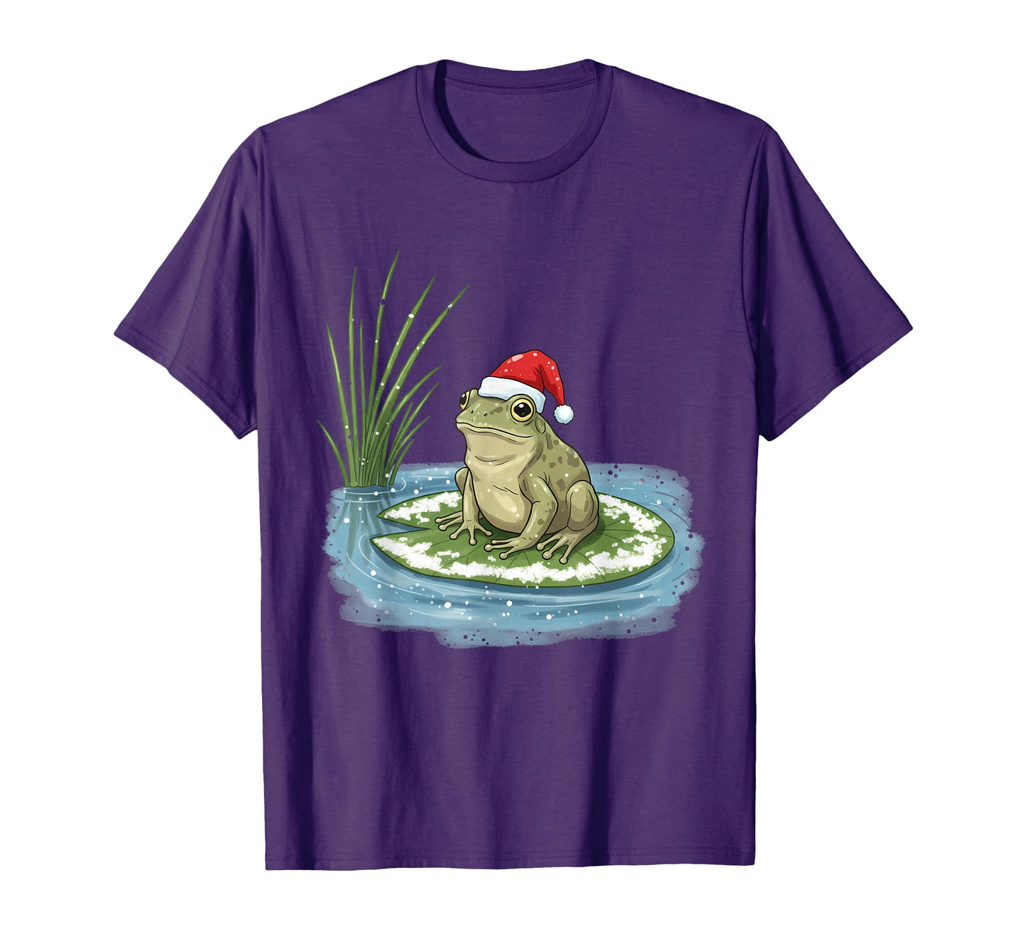Christmas Frog on Snowy Lily Pad T-Shirt