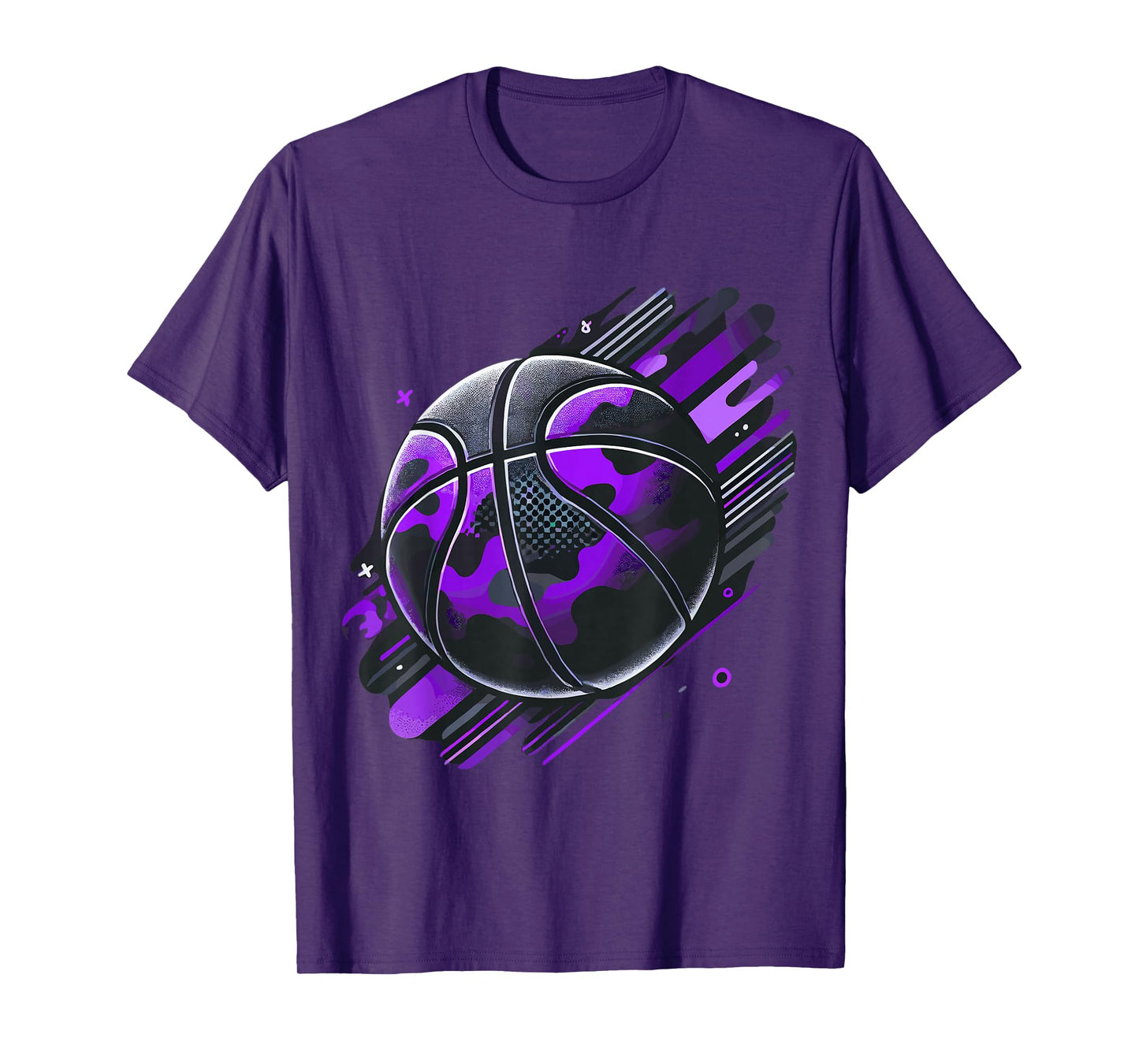 Magical and Funny Basketball Gifts Purple Camouflage T-Shirt