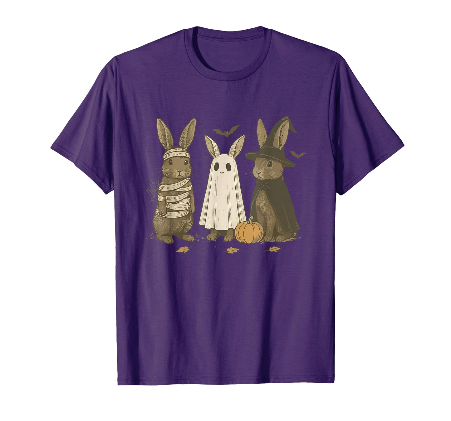 Fall Rabbit Ghost Halloween Spooky Witch Bunny Rabbit Farm T-Shirt