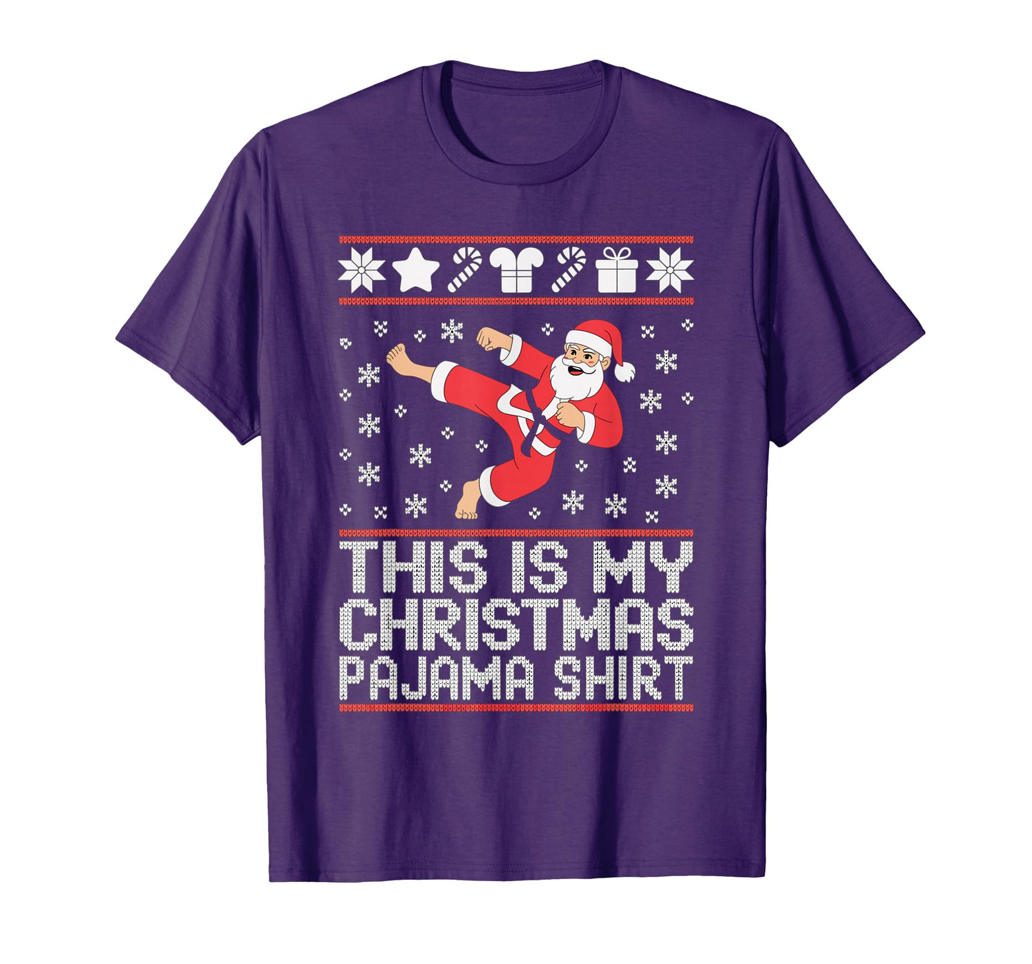 Santa Claus Karate Ugly Christmas Sweater Martial Arts T-Shirt