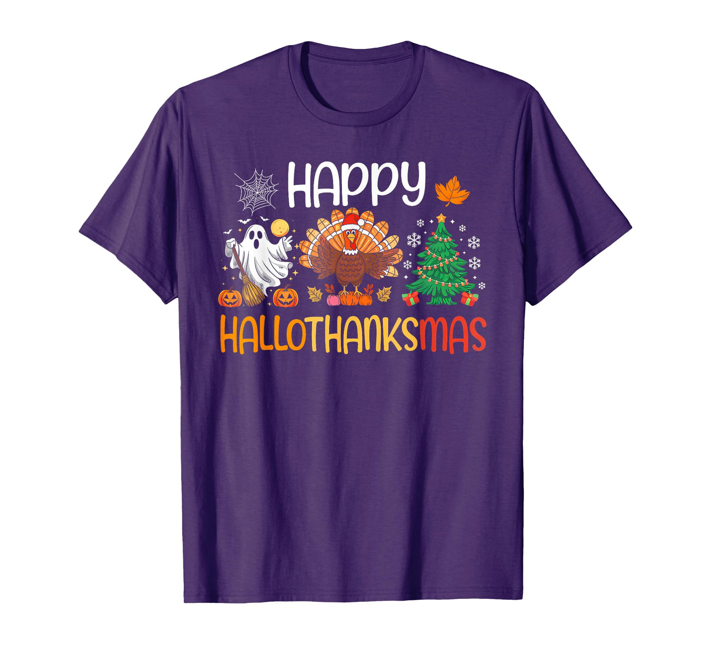 Hallothanksmas Shirt Funny Halloween Thanksgiving Christmas T-Shirt