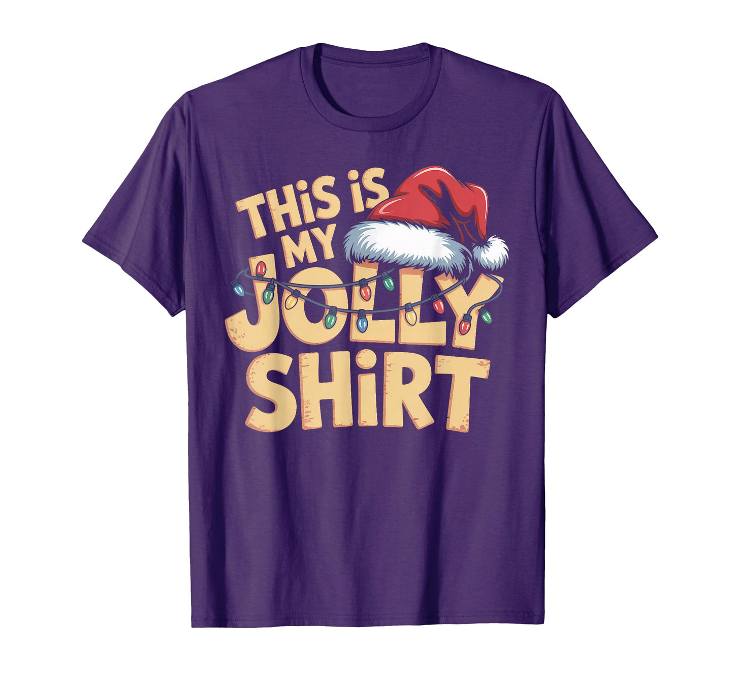 This is My Jolly Shirt Christmas Lights Santa Hat T-Shirt