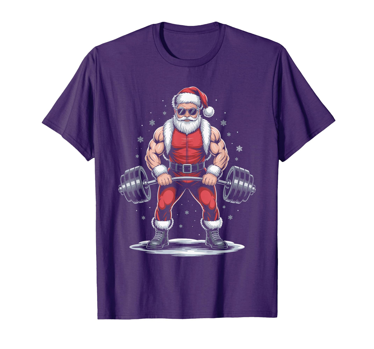 Santa Weightlifting Christmas Gym Fitness Deadlift Xmas Men T-Shirt