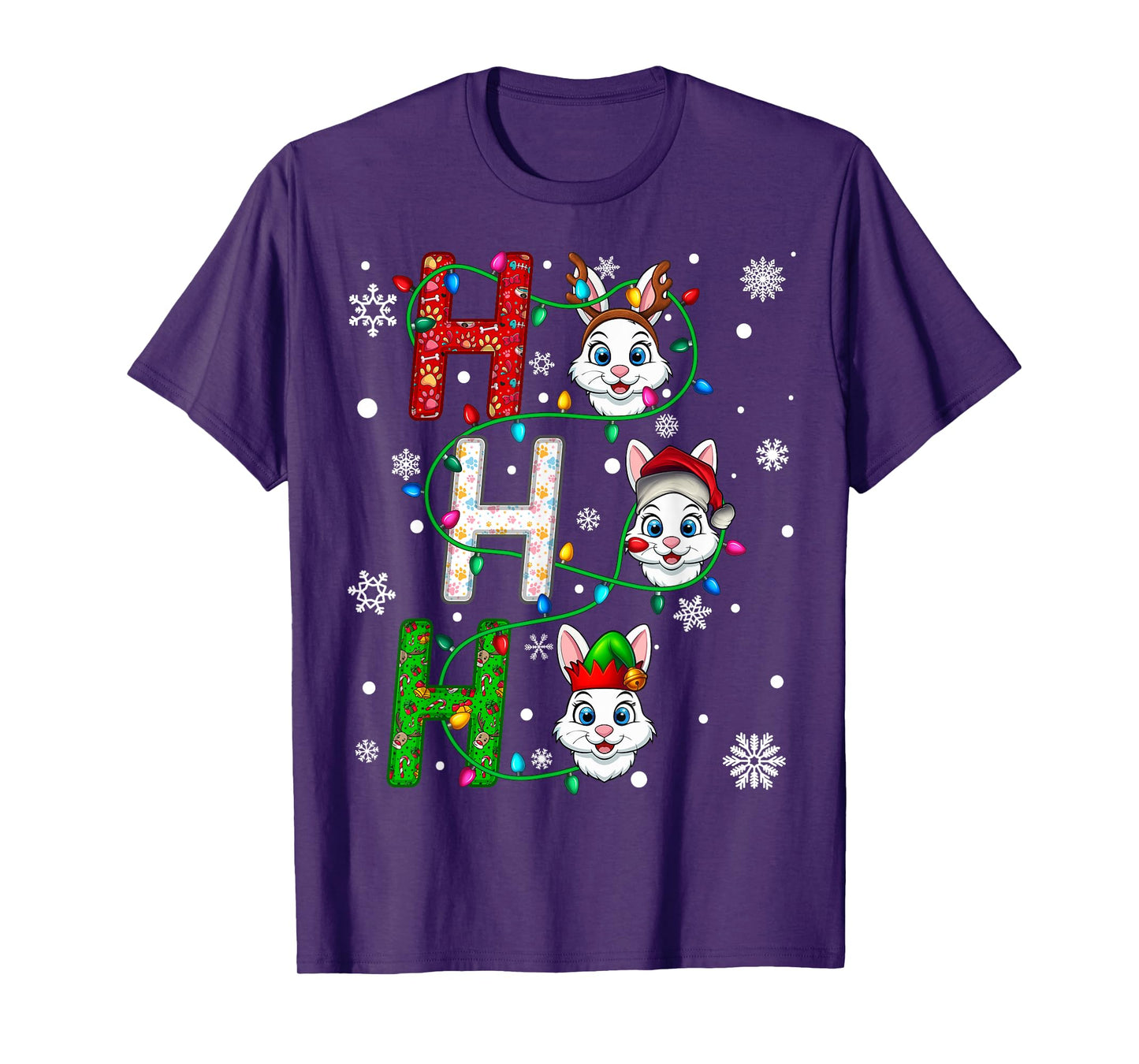 Matching Christmas Santa Hat Ho Ho Ho Bunny Animal Xmas T-Shirt