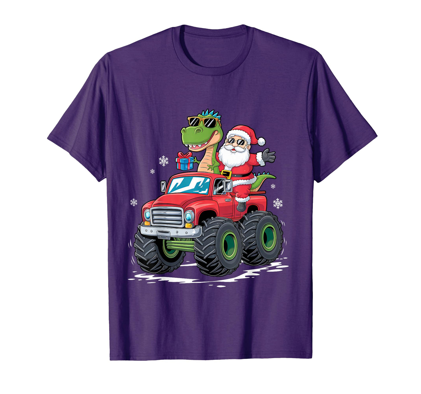 Santa Riding Dinosaur T rex Christmas Boys Kids Toddler T-Shirt