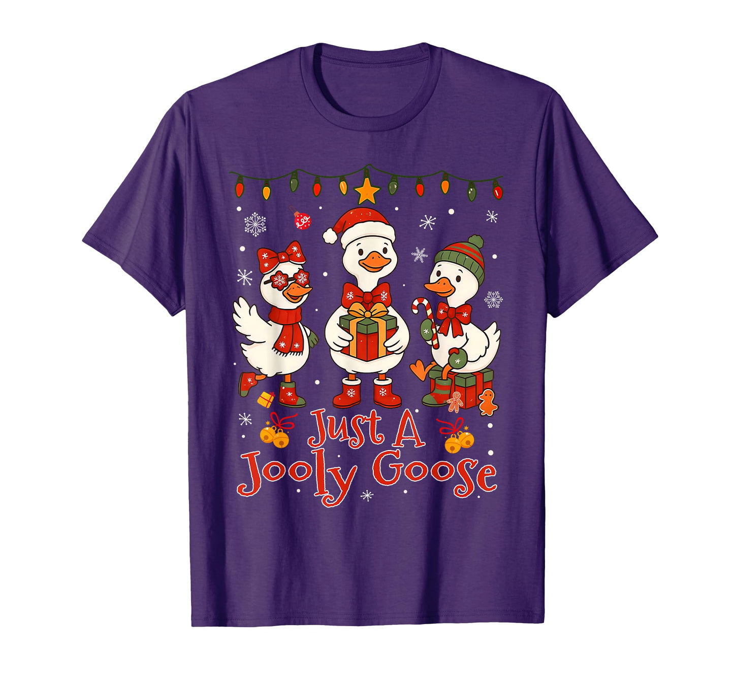 Just A Jolly Goose Christmas Santa Bow Men Women Kid T-Shirt