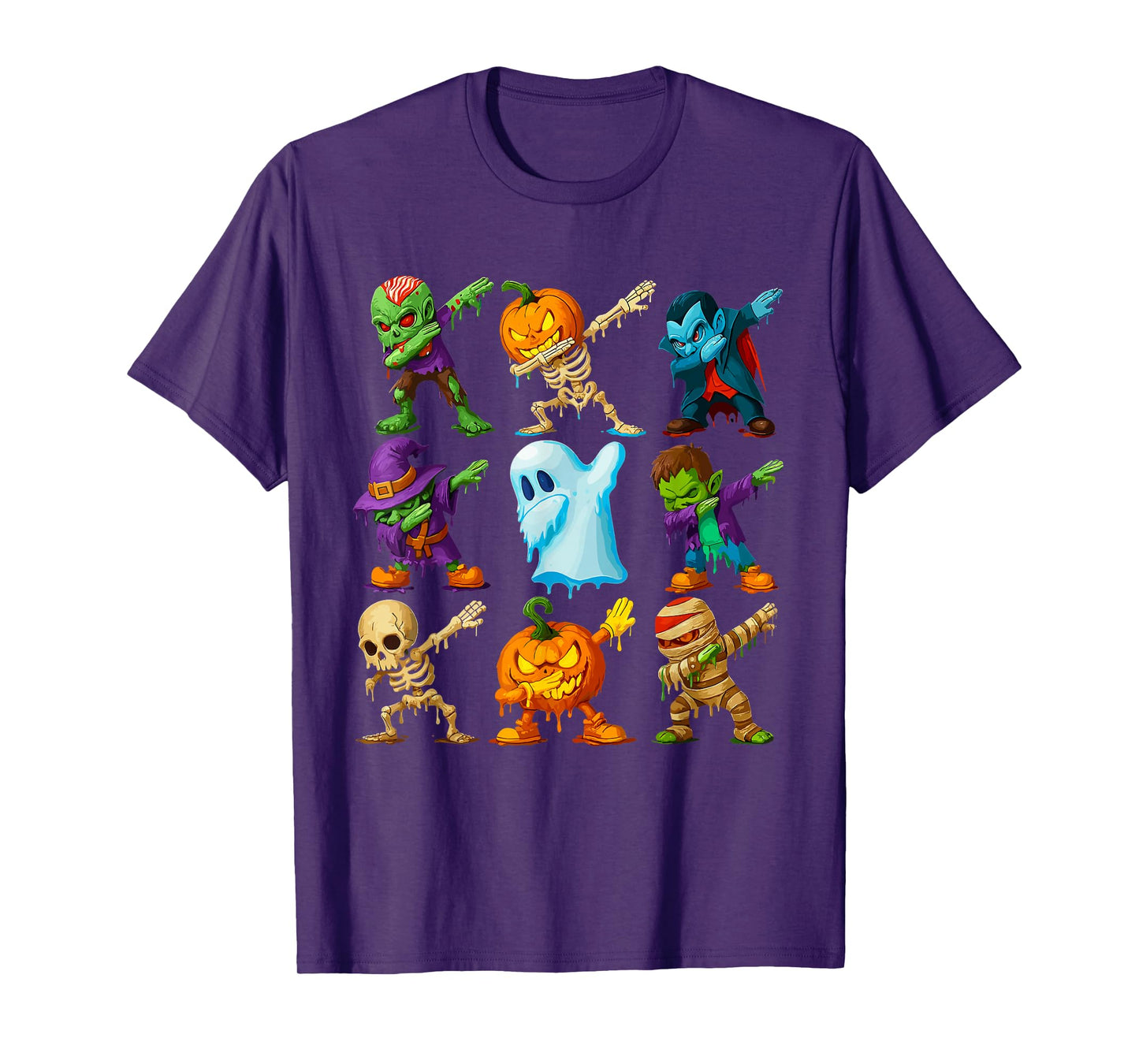 Dabbing Skeleton Zombie Scary Pumpkin Mummy Halloween boy T-Shirt