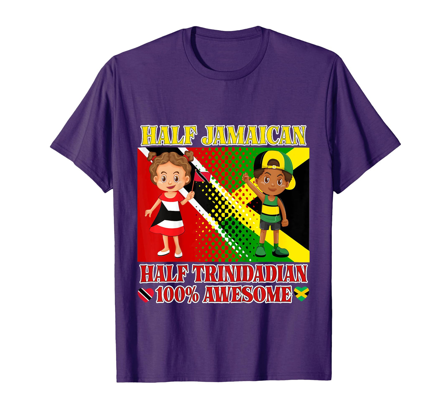 Half Trini Half Jamaican Toddler Trinidad Flag Root Girl Boy T-Shirt