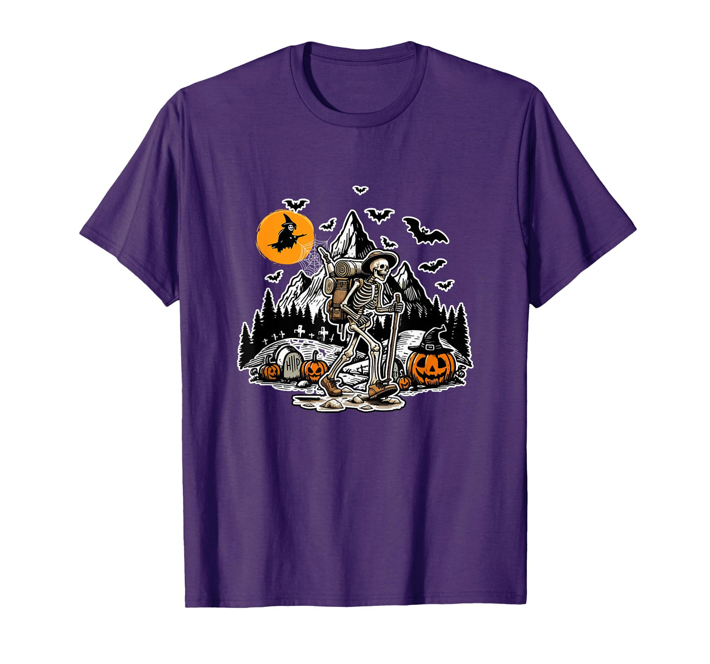 Skeleton Hiking Halloween Costume Sports Lover Family T-Shirt