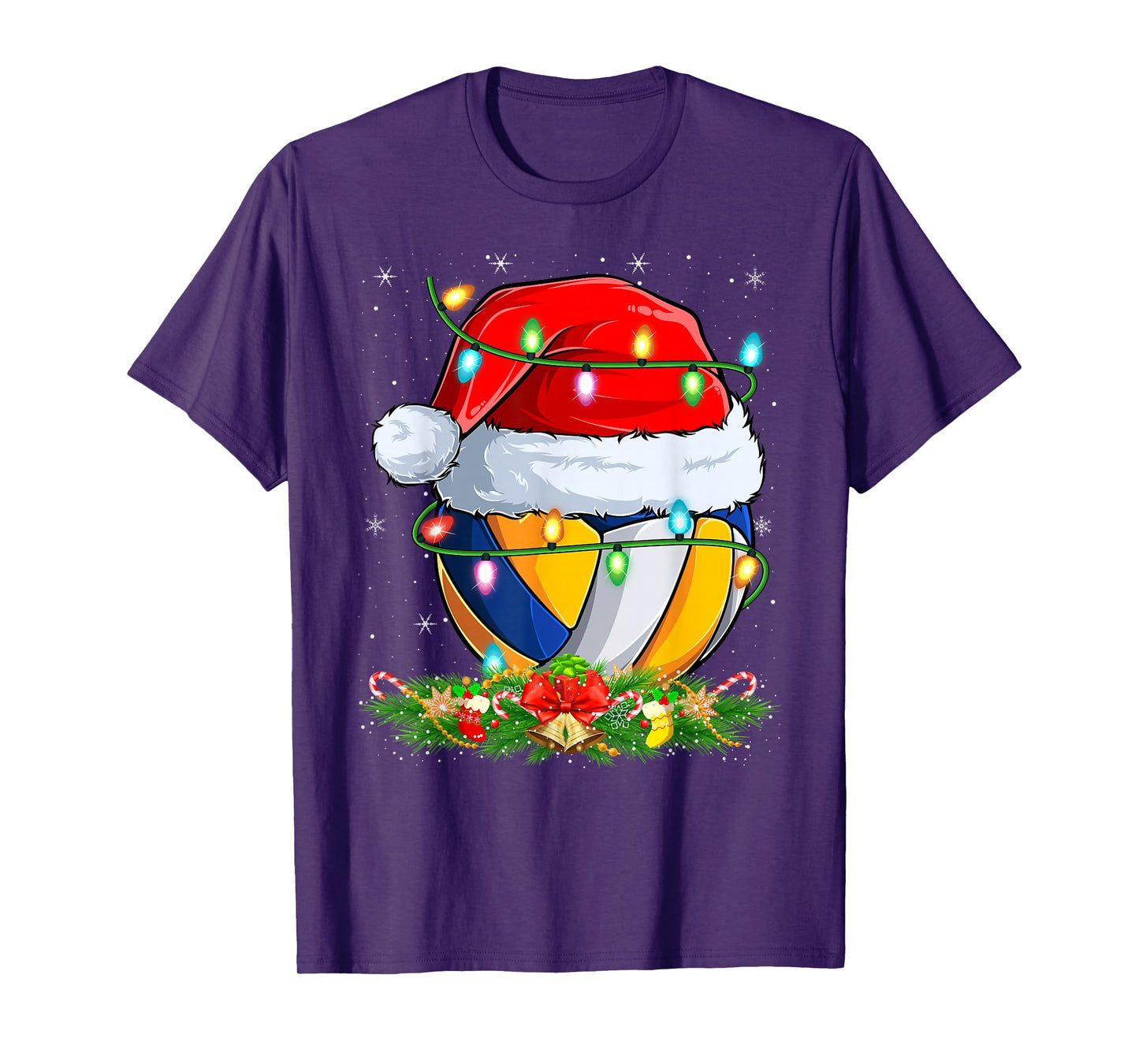 Volleyball Christmas Lights Funny Volleyball Player Xmas T-Shirt