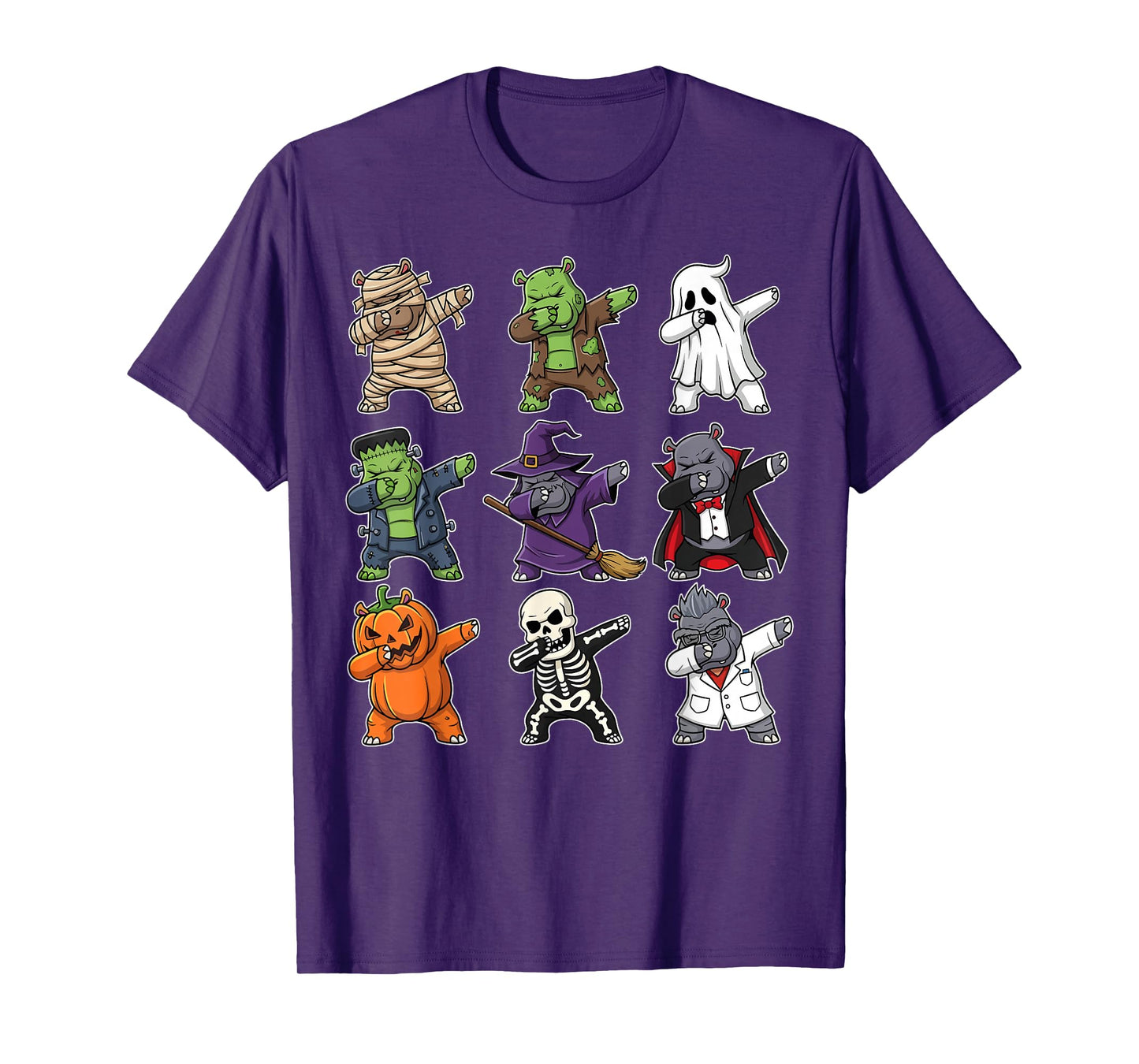 Dabbing Halloween Funny Hippo Ghost Witch Zombie Costume T-Shirt